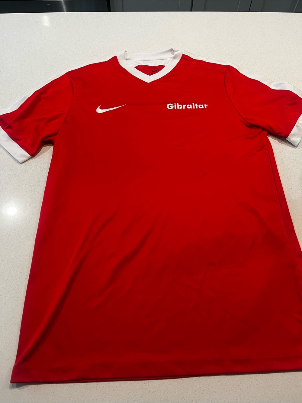 Nike Dri-FIT Gibraltar Soccer Jersey Adult Large Red White Athletic Training